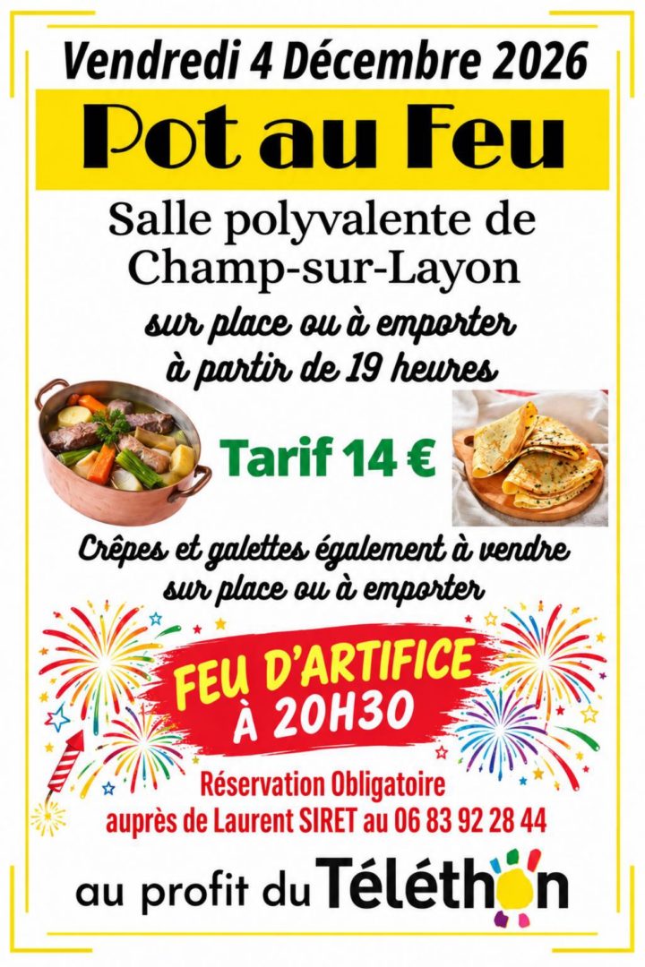 Image de l'article Téléthon – soirée pot au feu & feu d&rsquo;artifice